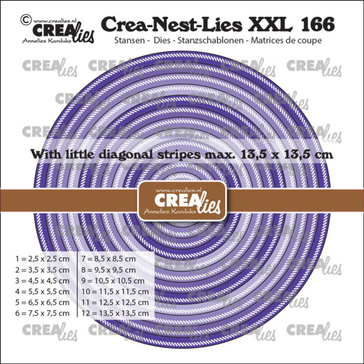 Crea-Nest-Lies XXL Stanze - Nr. 166 - Circles with Little Diagonal Stripes
