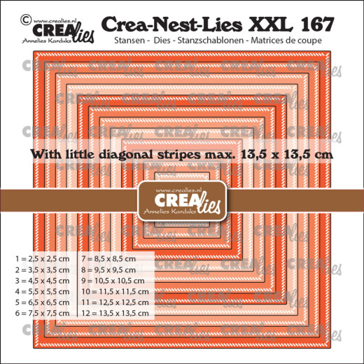 Crea-Nest-Lies XXL Stanze - Nr. 167 - Squares with Little Diagonal Stripes