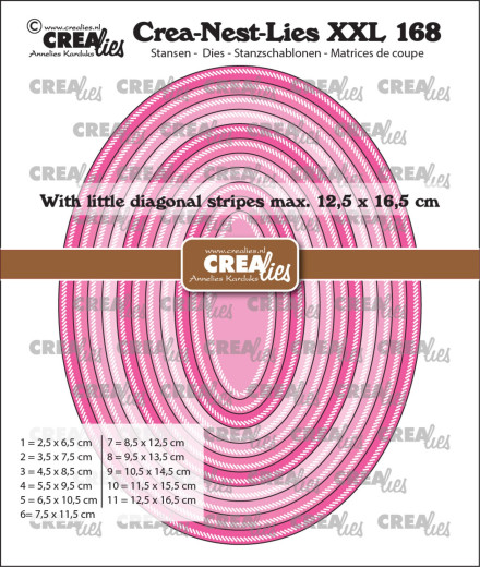 Crea-Nest-Lies XXL Stanze - Nr. 168 - Ovals with Little Diagonal Stripes