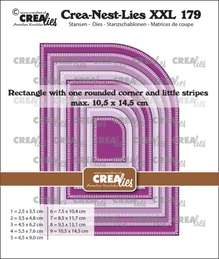 Crea-Nest-Lies XXL Stanze - Nr. 179 - Rectangle with One Rounded Corner and Little Stripes