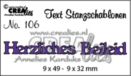 CREAlies Text Stanzschablonen - Nr. 106 - Herzliches Beileid