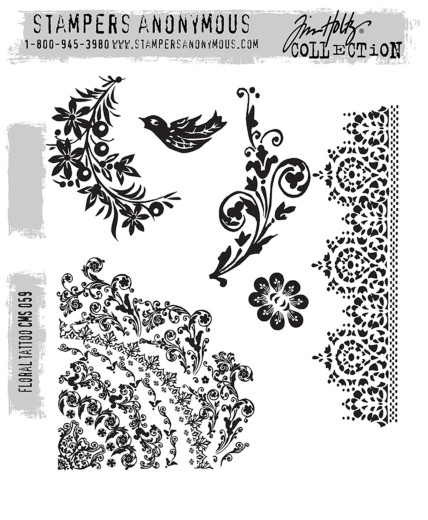 Tim Holtz Cling Stamps - Floral Tattoo