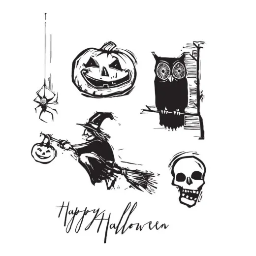 Tim Holtz Cling Stamps - Carved Halloween