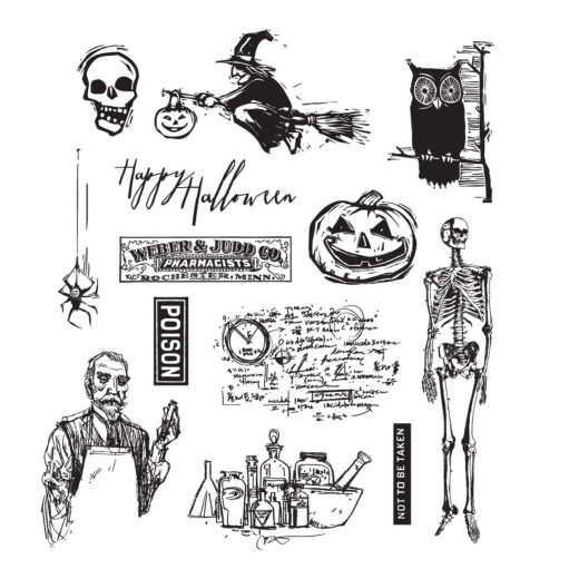 Tim Holtz Cling Stamps - Mini Halloween Blueprint 4