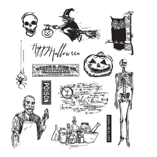 Tim Holtz Cling Stamps - Mini Halloween Blueprint 4