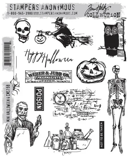 Tim Holtz Cling Stamps - Mini Halloween Blueprint 4