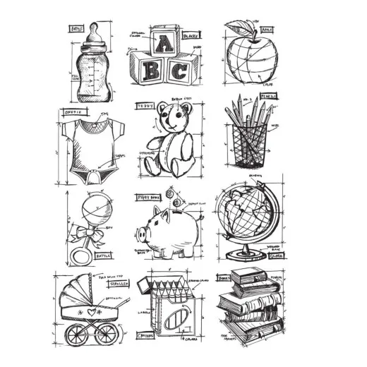 Cling Stamps Tim Holtz - Mini Blueprint 8