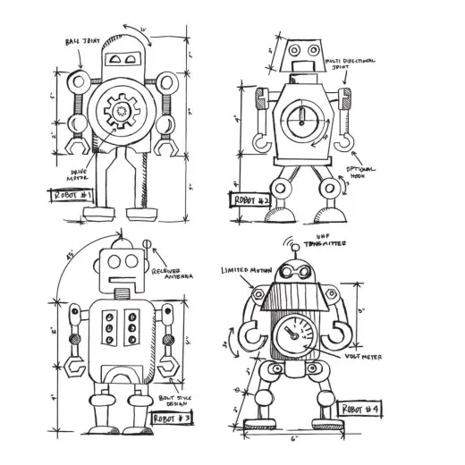 Cling Stamps by Tim Holtz - Robots Blueprint
