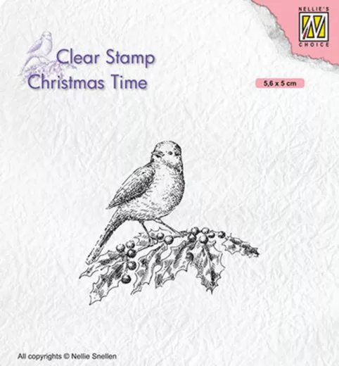 Clear Stamps - Christmastime Bird on holly