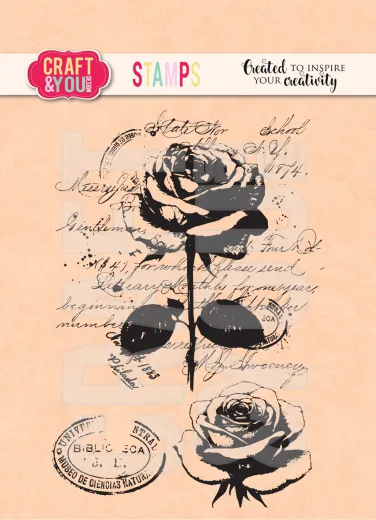 Craft and You - Clear Stamps - Vintage Rose