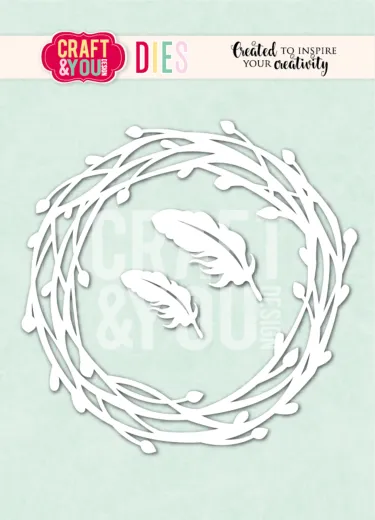Craft and You - Cutting Dies - Willow Wreath with Feathers