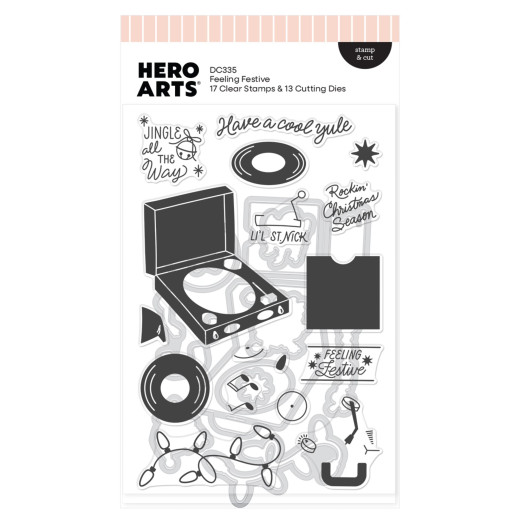 Hero Arts - Clear Stamps & Cutting Dies - Vintage Vinyl - Feeling Festive