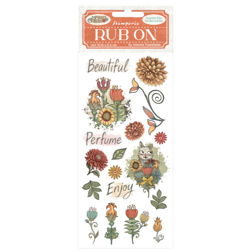 Stamperia Rub-on - Furry Friends - Flowers