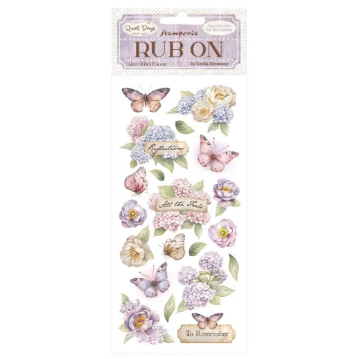 Stamperia Rub-on - Quiet Days - Hydrangea and Butterfly