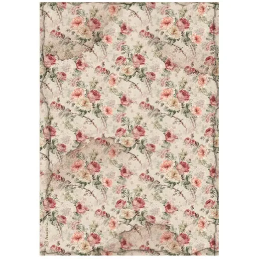 Stamperia Rice Paper - House of Roses - Fabric