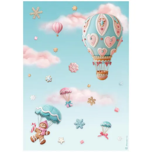 Stamperia Rice Paper - Candy Christmas - Air Balloons