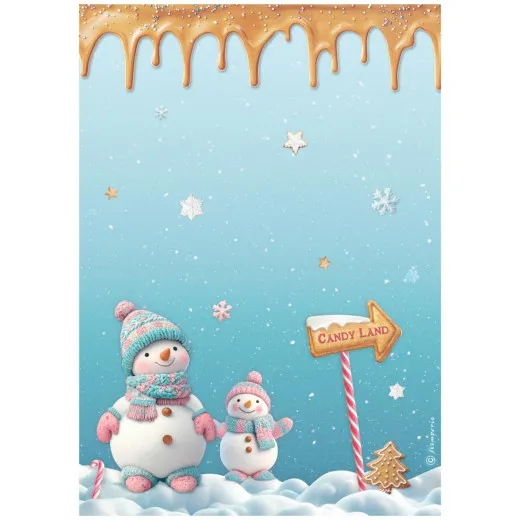 Stamperia Rice Paper - Candy Christmas - Snowmen