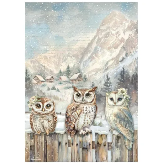 Stamperia Rice Paper - The Owl's House - 3 Owls