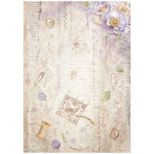Stamperia Rice Paper - Quiet Days - Sewing