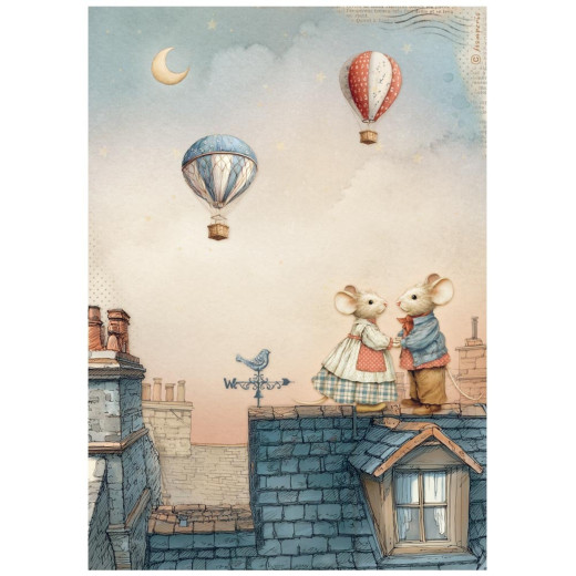 Stamperia Rice Paper - Family - Mice on the Roof