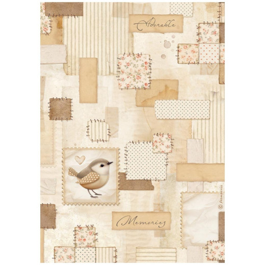 Stamperia Rice Paper - Baby - Patchwork Bird