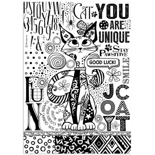 Stamperia Rice Paper - Furry Friends - Cat - One Color Print