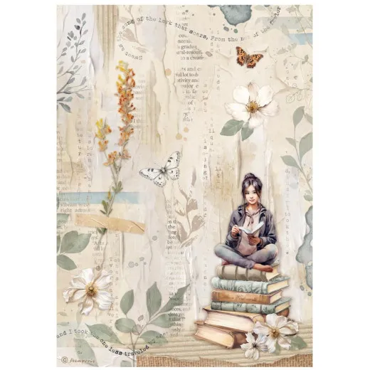 Stamperia Rice Paper - Secret Diary - Books