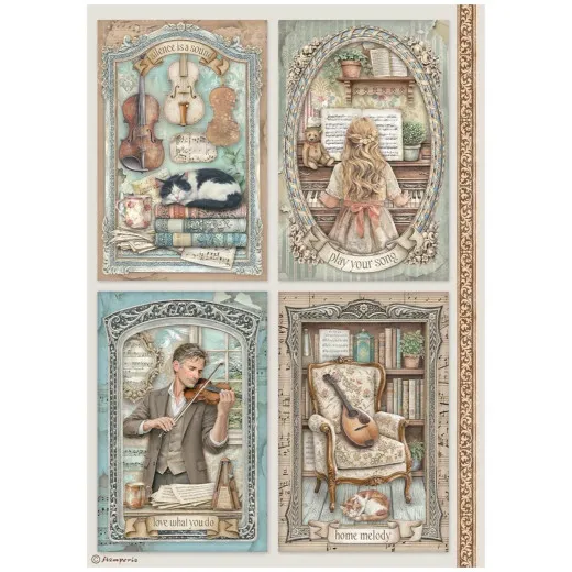 Stamperia Rice Paper - Symphony by Sara Alcobendas - 4 Cards