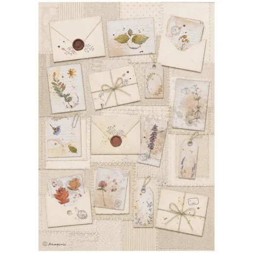 Stamperia Rice Paper - Flowers and Poems - Letters