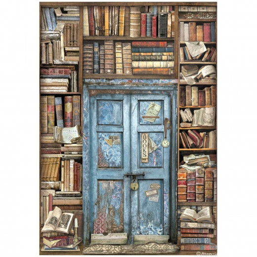 Stamperia Rice Paper - Vintage Library - Door