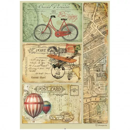 Stamperia Rice Paper - Around the World - Post Card