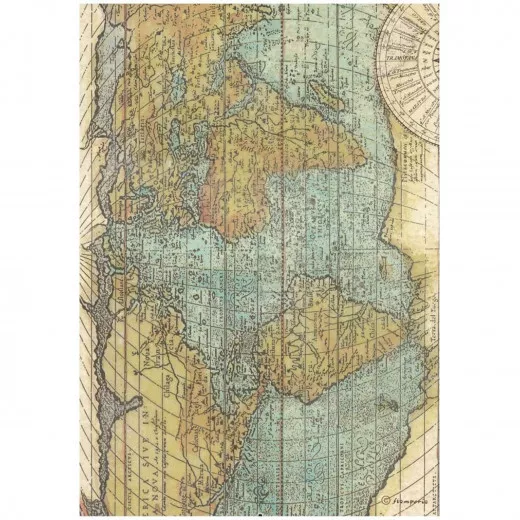 Stamperia Rice Paper - Around the World - Map