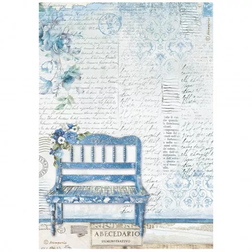 Stamperia Rice Paper - Blue Land - Bench