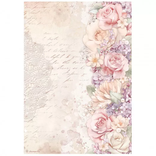 Stamperia Rice Paper - Romance Forever - Floral Border