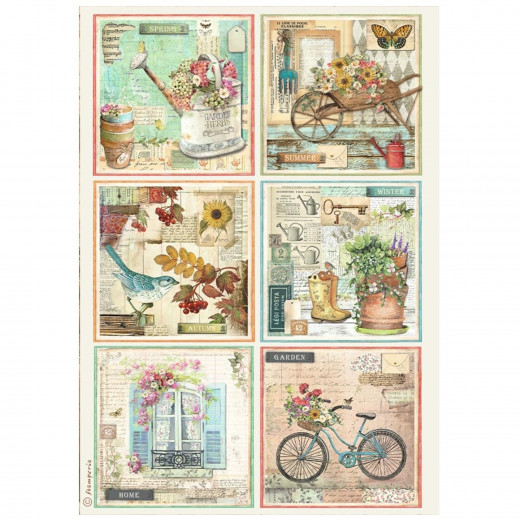 Stamperia Rice Paper - Garden - 6 Cards