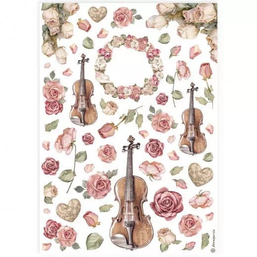 Stamperia Rice Paper - Violins and Roses