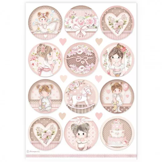 Stamperia Rice Paper - Baby Girl - Rounds