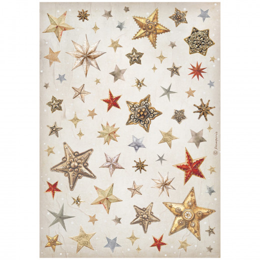 Stamperia Rice Paper - Gear up for Christmas - Stars