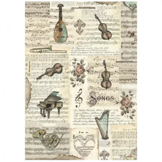 Stamperia Rice Paper - Music - Instruments