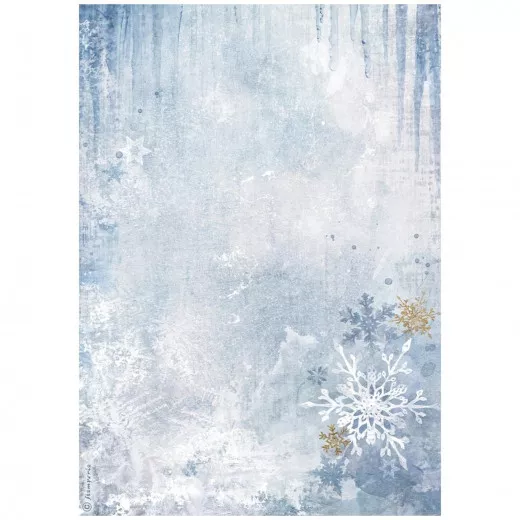 Stamperia Rice Paper - Dewdrops - Blue Snowflakes