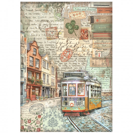 Stamperia Rice Paper - Art of Travelling - Tram