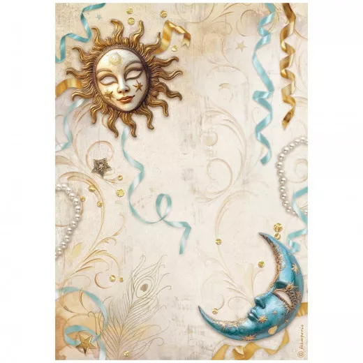 Stamperia Rice Paper - Masquerade - Sun And Moon