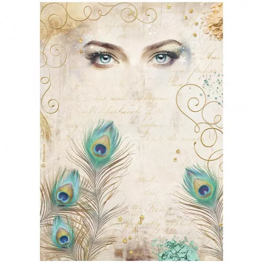 Stamperia Rice Paper - Masquerade - Eyes And Feathers