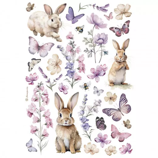 Stamperia Rice Paper - Bunny and Butterfly