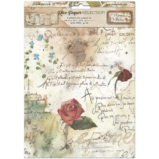 Flowers and Poems - A4 Rice Paper Selection
