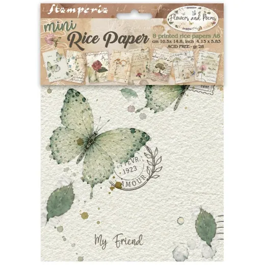 Stamperia A6 Mini Rice Paper - Flowers and Poems