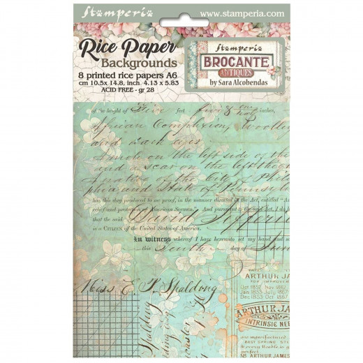 Stamperia A6 Rice Paper - Brocante Antiques - Backgrounds