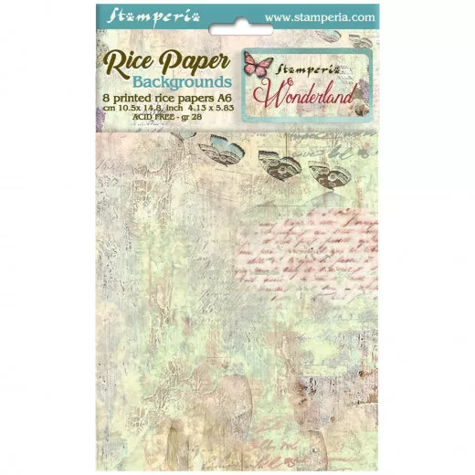 Stamperia A6 Rice Paper - Wonderland - Backgrounds