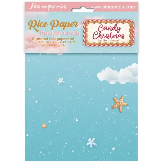 Stamperia A6 Rice Paper - Candy Christmas - Backgrounds