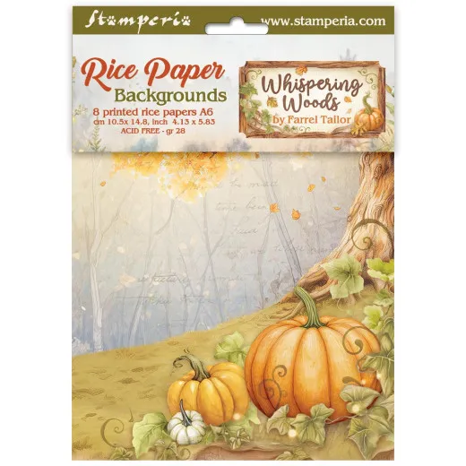 Stamperia A6 Rice Paper - Whispering Woods - Backgrounds